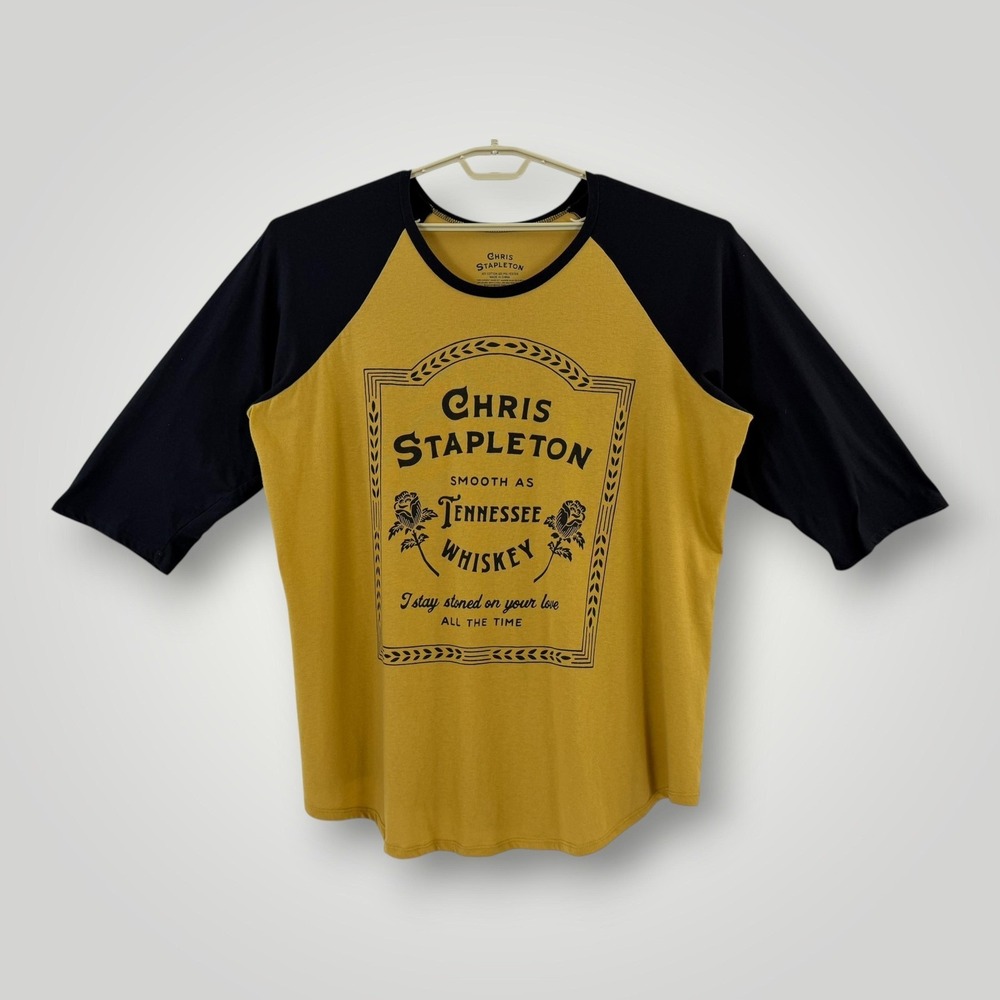 Chris Stapleton Shirt Mens 4XL Yellow Tennessee Whiskey 3/4 Raglan Graphic Tee